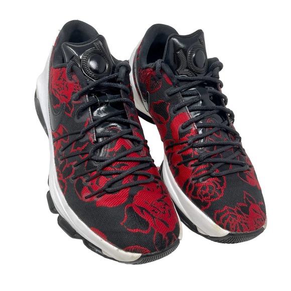 Nike KD8 EXT Red Floral Men's 8 1/2 Black Sneakers 1035:J.4.5 - Picture 3 of 10
